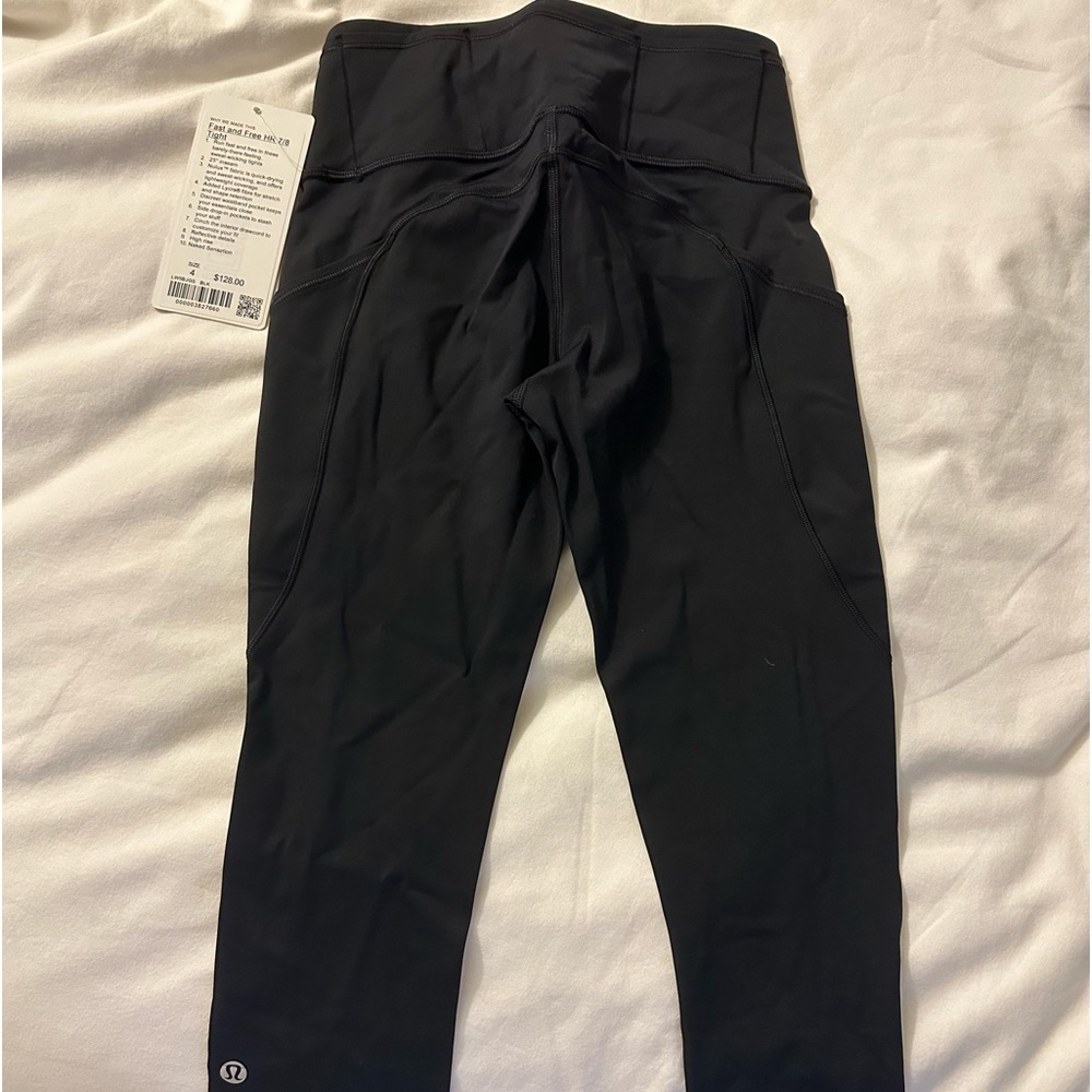 Lulu Lemon Fast and Free HR 7/8 Tight, black, size 4, brand new w/tag